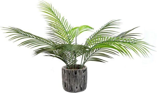 2 Ft Fake Palm Plant Real Touch Faux Tropical Palm Tree  Small Artificial  Houseplant in Striped Cement Planter for Home Living Room Decor Housewarming Gift