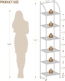 Bookcase Bookshelf, Tempered Glass Arched Bookshelf for More Storage, Slim Shelving Unit for Bedroom, Bathroom, Home Office, Steel Frame, 6 Tier Gold