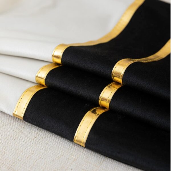 Set of 2 Velvet Decorative Throw Pillow Covers Black White Patchwork with Gold Leather Pillow Covers 18 × 18 Inch Cushion Covers Decor Living Room Sofa Bedroom Car - Image 2