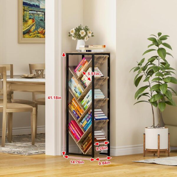Tree Bookshelf - 9 Tier Floor Standing Tree Bookshelf for Hardcover Books, Small Bookshelf for Small Spaces Bookshelves Wooden Book Storage Organizer Shelves for Bedroom Living Room - Image 2