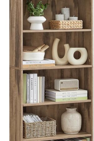 Collection - Bookshelf, 6-Tier Bookcase, Book Shelf, Open Storage Shelf, 9.4 x 23.6 x 63.3 Inches, for Living Room, Home Office, Dinning Room, Camel Brown