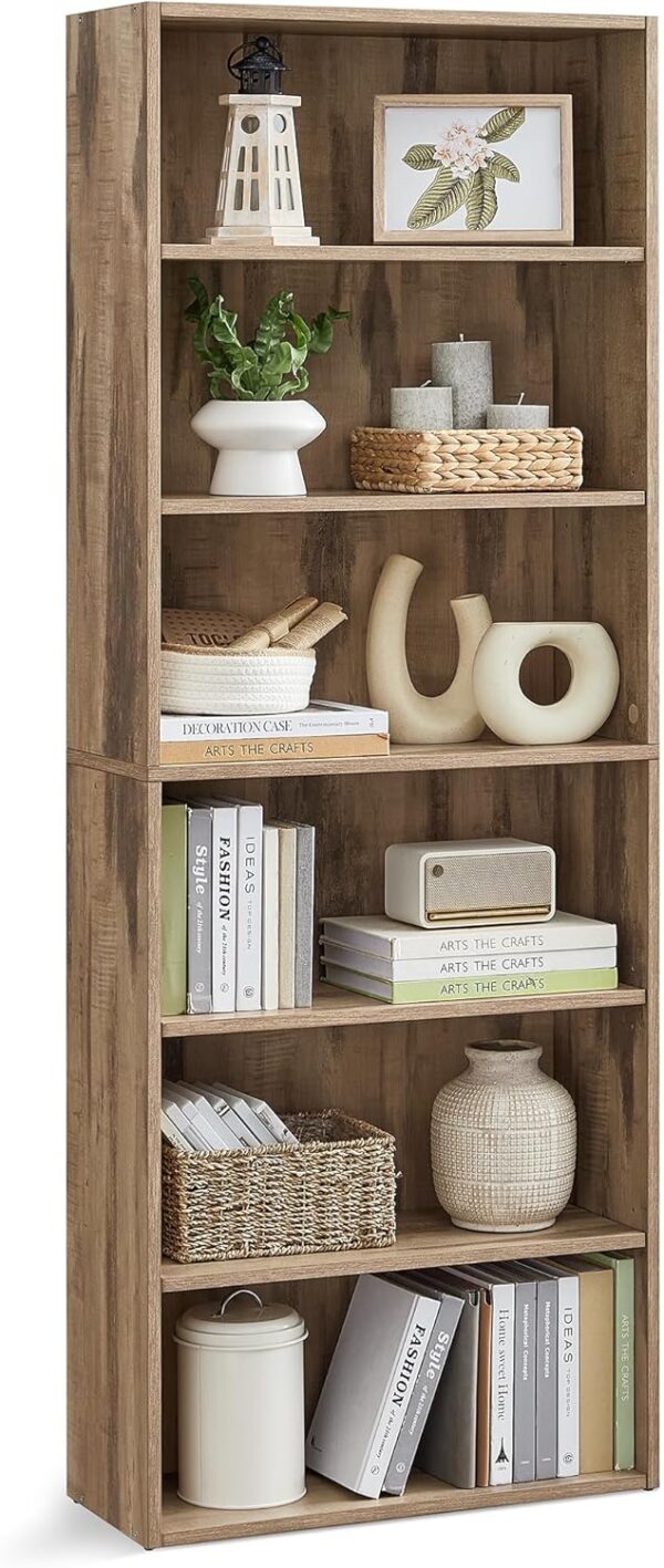 Collection - Bookshelf, 6-Tier Bookcase, Book Shelf, Open Storage Shelf, 9.4 x 23.6 x 63.3 Inches, for Living Room, Home Office, Dinning Room, Camel Brown