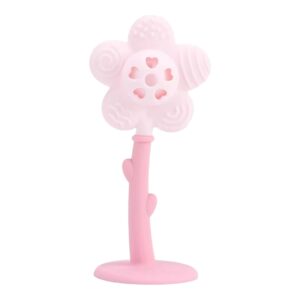 Baby Rattle Toy | 2-in-1 Silicone Rattle & Teether | Infant Sensory Toy for 0-6 Months | BPA-Free & Safe (Pink)