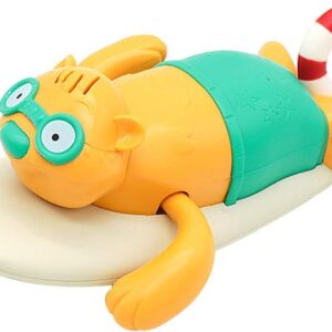 Pull String Baby Bath Toy Pull & Go Beaver Cute Surfing Beaver Swimming Beaver Windup Clockwork Bathtub Toy for Toddlers (Blue)