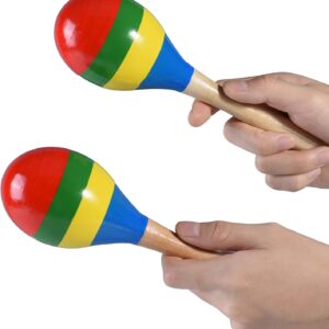 Maracas Hand Percussion Rattles, Wooden Rumba Shaker Musical Instrument for Kids Adults, Set of 2
