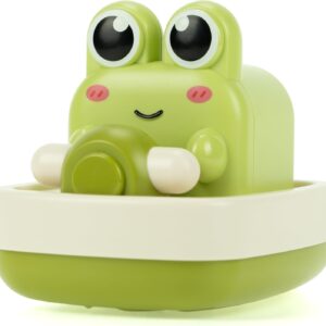 Wind-up Boating Frog Bath Toy with Spin Propeller, No Battery Mold-Free Anti-Rust Interactive Montessori Toy for Kids