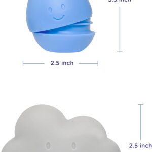 Muted Color Cloud and Droplet Silicone Bath Squeeze Toys for Toddlers and Baby, Fun Interactive Bath Time Accessory, Set of 2