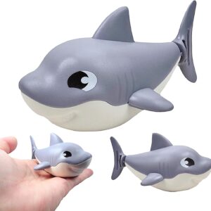 Fun Kid Bath Toys for 0-6 6-12 12-18 Months, Newborn Grey Shark Wind Up Shower Toys for Toddlers 1-3 2-4 3-5, Boys and Girls Pool Party Favors, Easter Basket Fillers