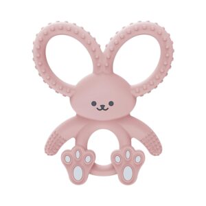 Pink Bunny, Soft 100% Silicone Baby Teether, BPA Free, 3m+
