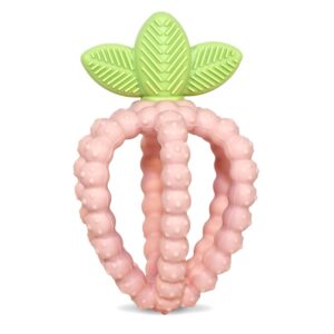 Silicone Baby Teething Toy – Sensory Toy with Textured  for Teething Relief, Easy-to-Hold Fruit Shape, BPA-Free, Soothes Front & Back Teeth – Gift for Babies, 3 Months+, Pink