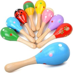 Mini Wooden Maracas Rattles Egg Shaker Kids Musical Party Favor Kid Baby Shaker Sand Hammer Toy (Random Color Pattern)