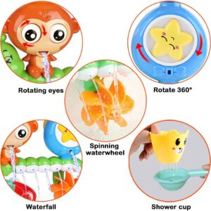 Bath Toys for Toddlers Age 1 2 3 Year Old Girl Boy, Preschool New Born Baby Bathtub Water Toys, Durable Interactive Multicolored Infant Toy, Lovely Monkey Caterpillar,2 Strong Suction Cups