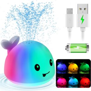 Upgraded Baby Bath Toys, Rechargeable Light Up Bath Toys for Kids 1-3, Baby 6-12 12-18 Months Whale Bath Toy Sprinkler, Fountain Bathtub Toys Toddler Newborn Birthday Gifts