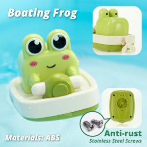 Wind-up Boating Frog Bath Toy with Spin Propeller, No Battery Mold-Free Anti-Rust Interactive Montessori Toy for Kids