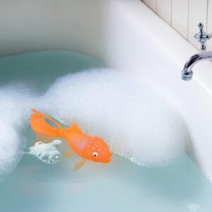 Koi Toy Light Up Bath Goldfish, Floating Water Toy for Kids, Glows on Contact with Water, Fun and Safe Bath Time Toy, Orange