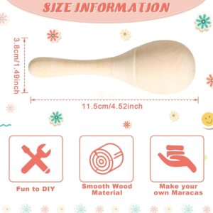 6 Pcs DIY Mini Wooden Maracas Rattles Egg Shaker Kids Musical Party Favor Baby Shaker Sand Hammer Toy, Assorted Designs, Maracas for Kids, Party Favor