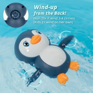 Bath Toys Wind up Backstroke Swimming Penguins for Kids 18M+ (Blue)